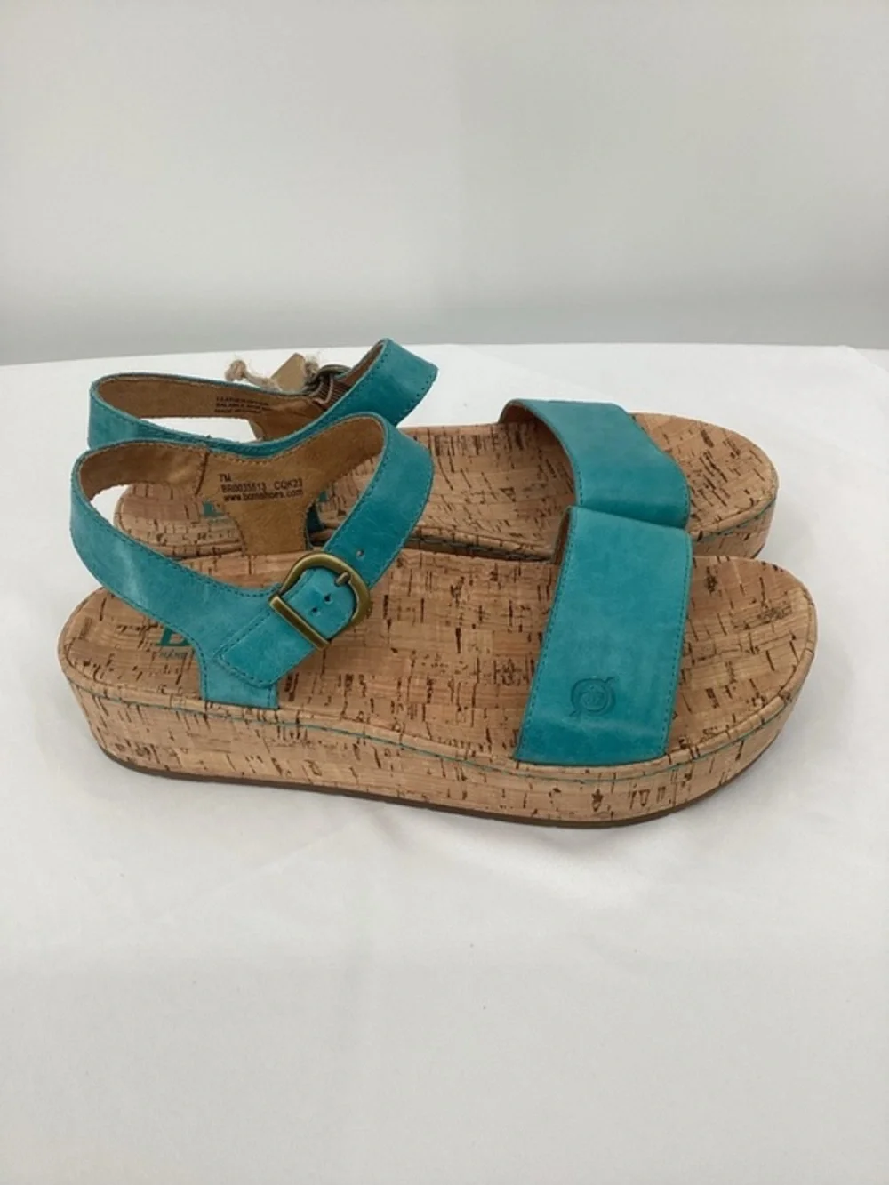 Born Sari Turquoise Cork Platform Sandals